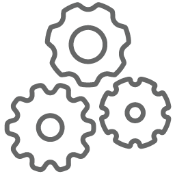 An icon of three gears